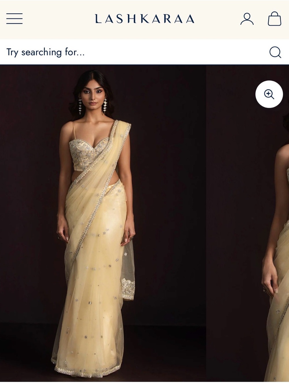 Lashkaraa Pale Yellow Embellished Wedding Saree Gown